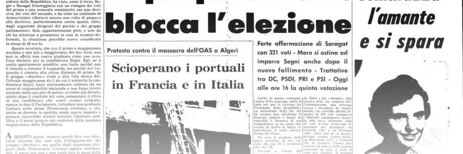 L’UNITA’ E I PRESIDENTI: 1962 -ANTONIO SEGNI – quarta votazione