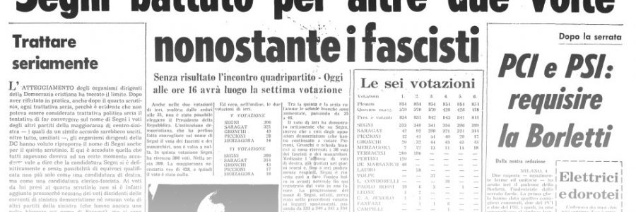 L’UNITA’ E I PRESIDENTI: 1962 -ANTONIO SEGNI – quinta e sesta votazione